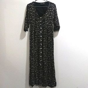 Vintage April Cornell 90s button down floral dress